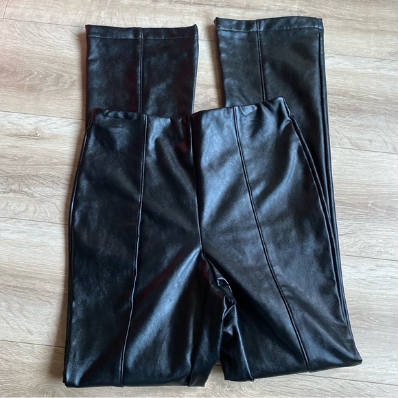 AFRM Adela High Waist Front Slit Faux Leather Pants pull on stretch waist - Picture 5 of 13